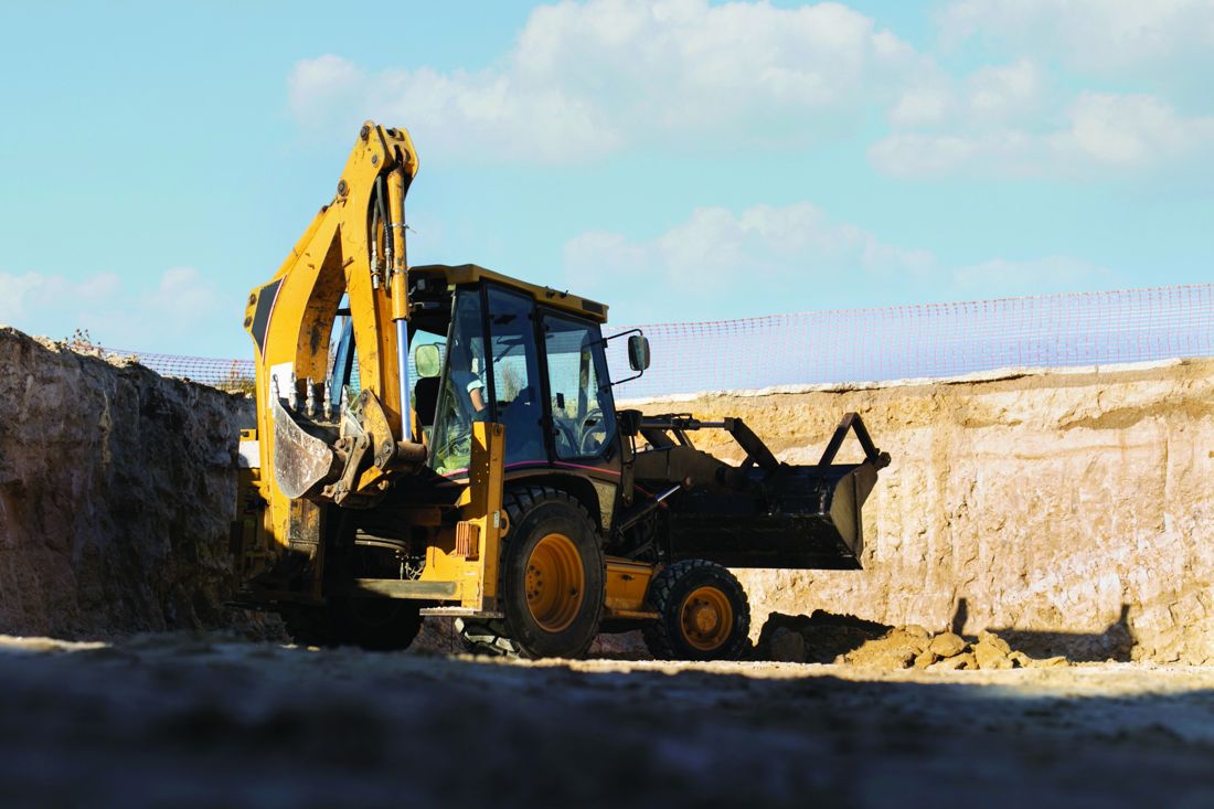 Construction equipment at an earthworks site